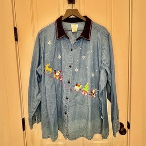 🎅🏻❄️Vintage Christmas Denim Shirt🎄🛷